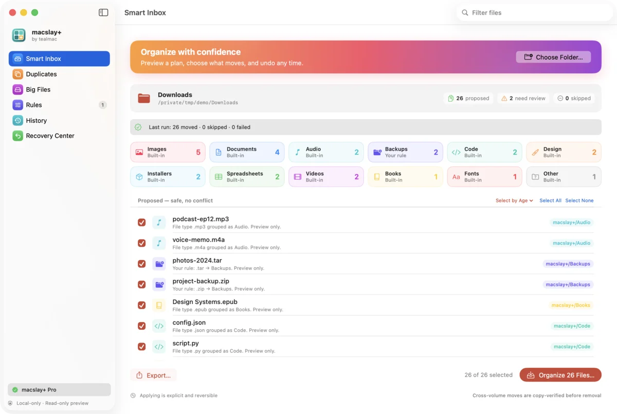 The app in the Sunset colour theme